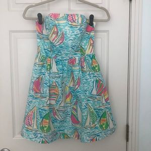 Lilly Pulitzer Strapless Sailboat Print Dress